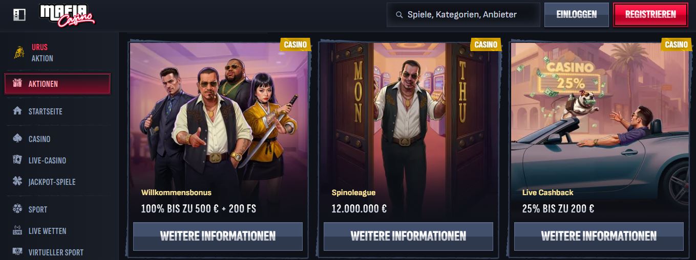 Besuche die Aktionsseite und sichere dir Casinoboni